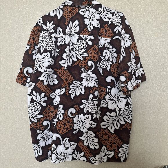 Paradise Style Vintage Hawaiian Brown Floral Extra Large Made In Hawaii - Picture 3 of 4